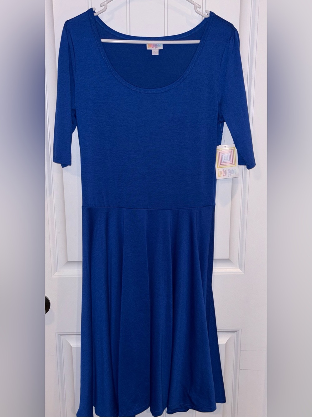LuLaRoe Girls' Blue Scoop Neck Twirl Dress